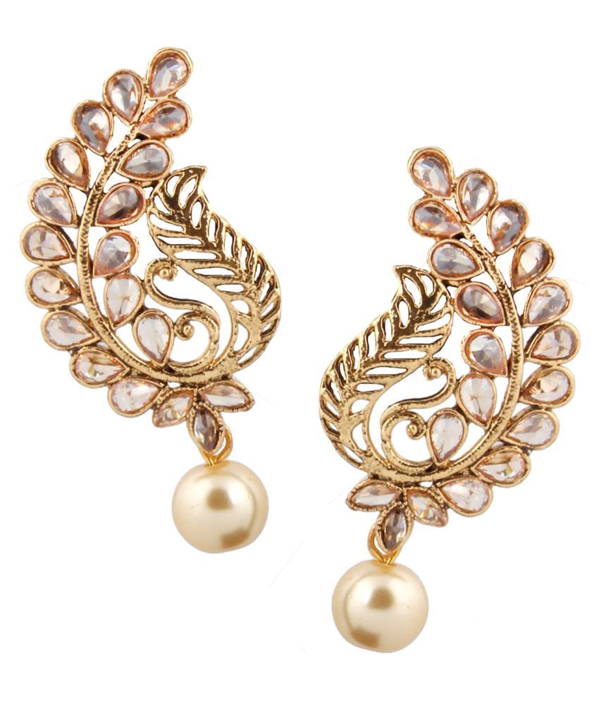     			Piah Fashion Gold Plated Tradational With White Pearl Earring For Women and Girl