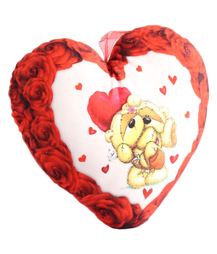 Skycandle Decorative Printed Teddy Heart Cushion Soft Toys Cum Cushioncushions For Bed Chairs 9796
