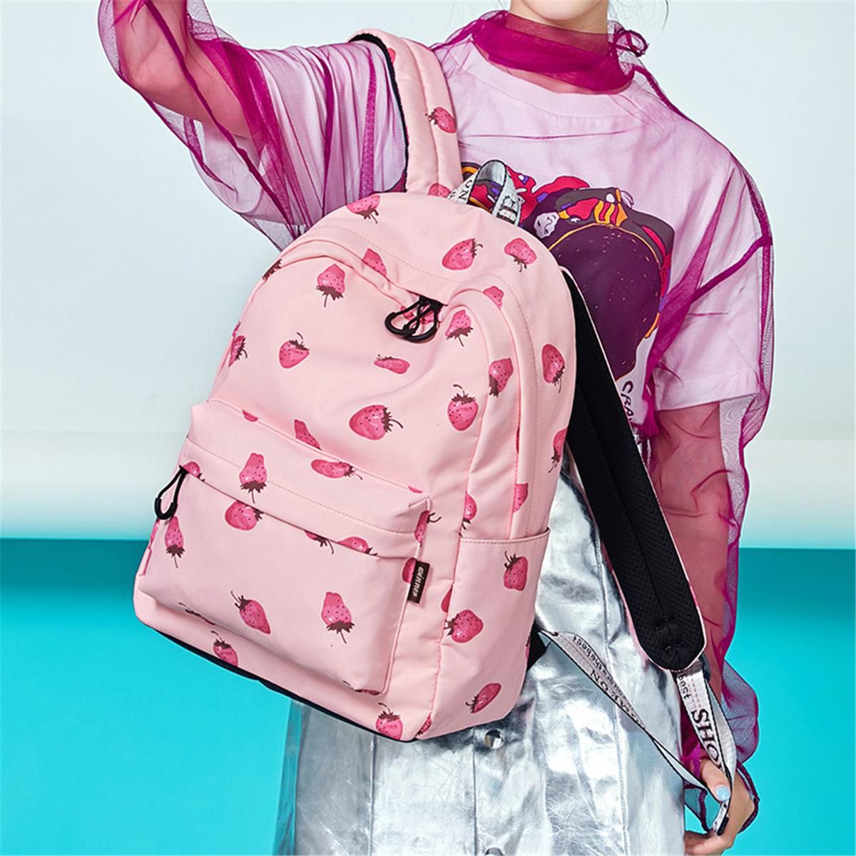 Women Student Girls Strawberry Handbag Travel Backpack School bag ...