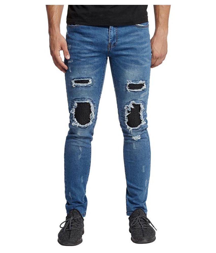 Skinny Hip Hop Ripped Patch Holes Biker 