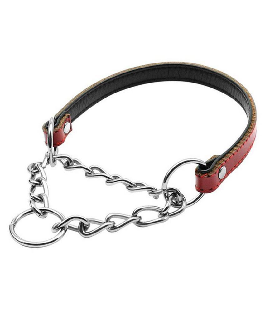 Genuine Leather Soft Comfort Chain Adjustable Puppy Dog Neck