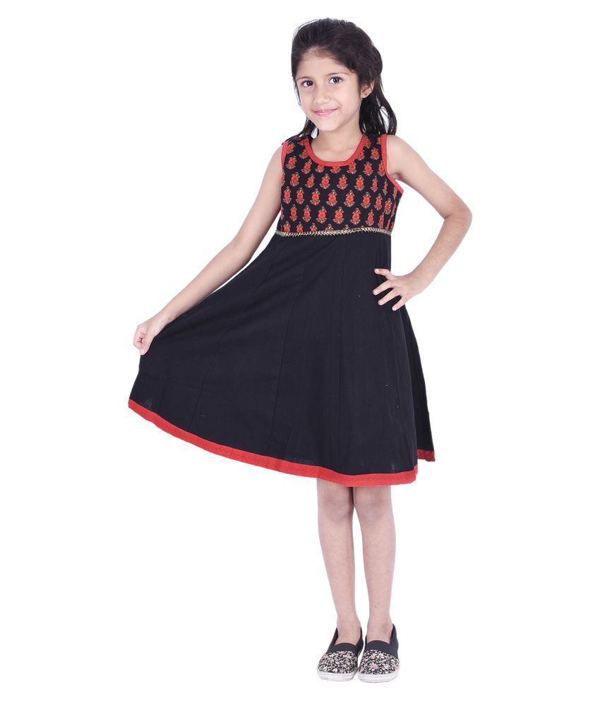 girls solid black dress