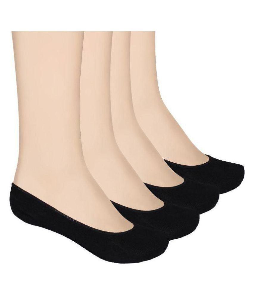     			Tahiro Black Cotton Footies Loafer Socks - Pack Of 4