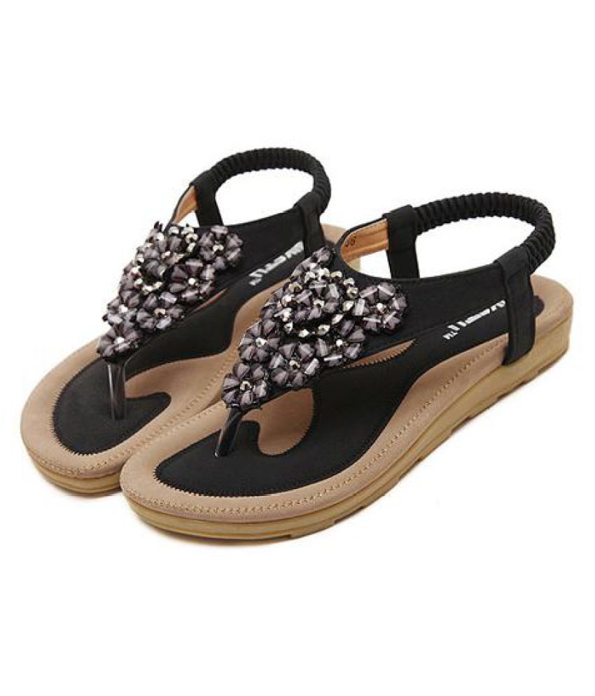 black flat sandals size 5