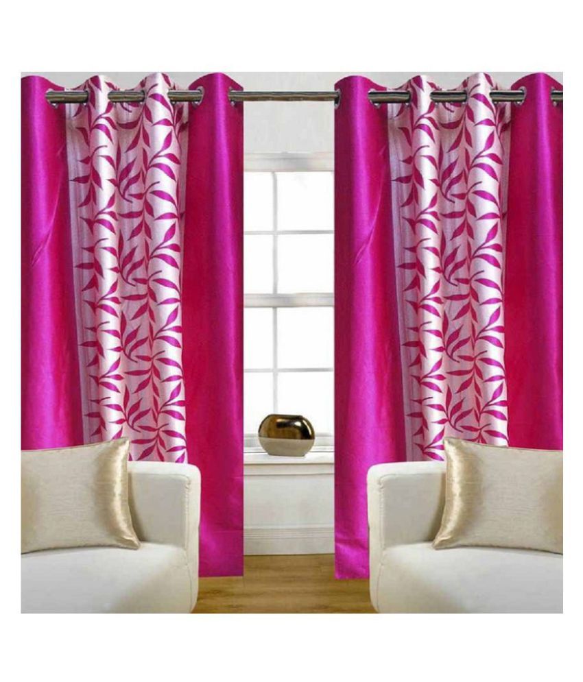     			Tanishka Fabs Semi-Transparent Curtain 7 ft ( Pack of 2 ) - Pink