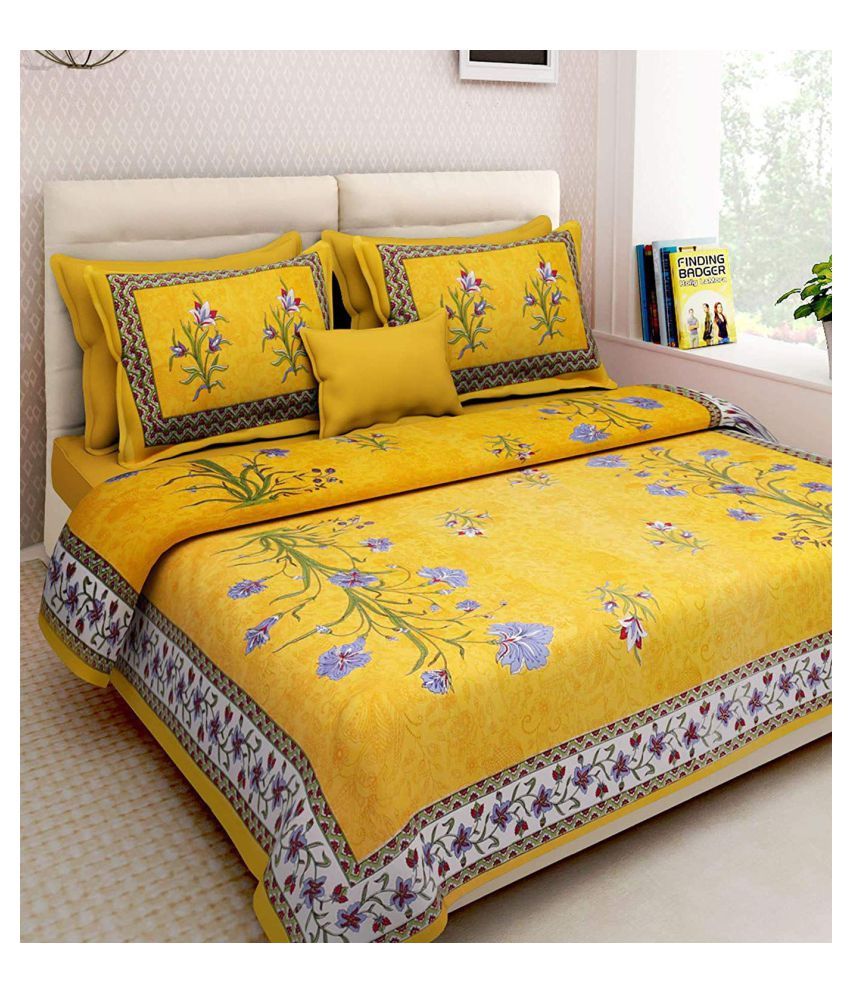Kismat Collection Cotton Double Bedsheet with 2 Pillow Covers Buy