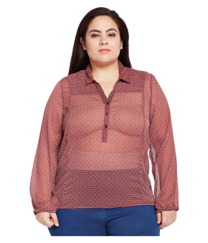     			Oxolloxo Polyester Regular Tops - Brown