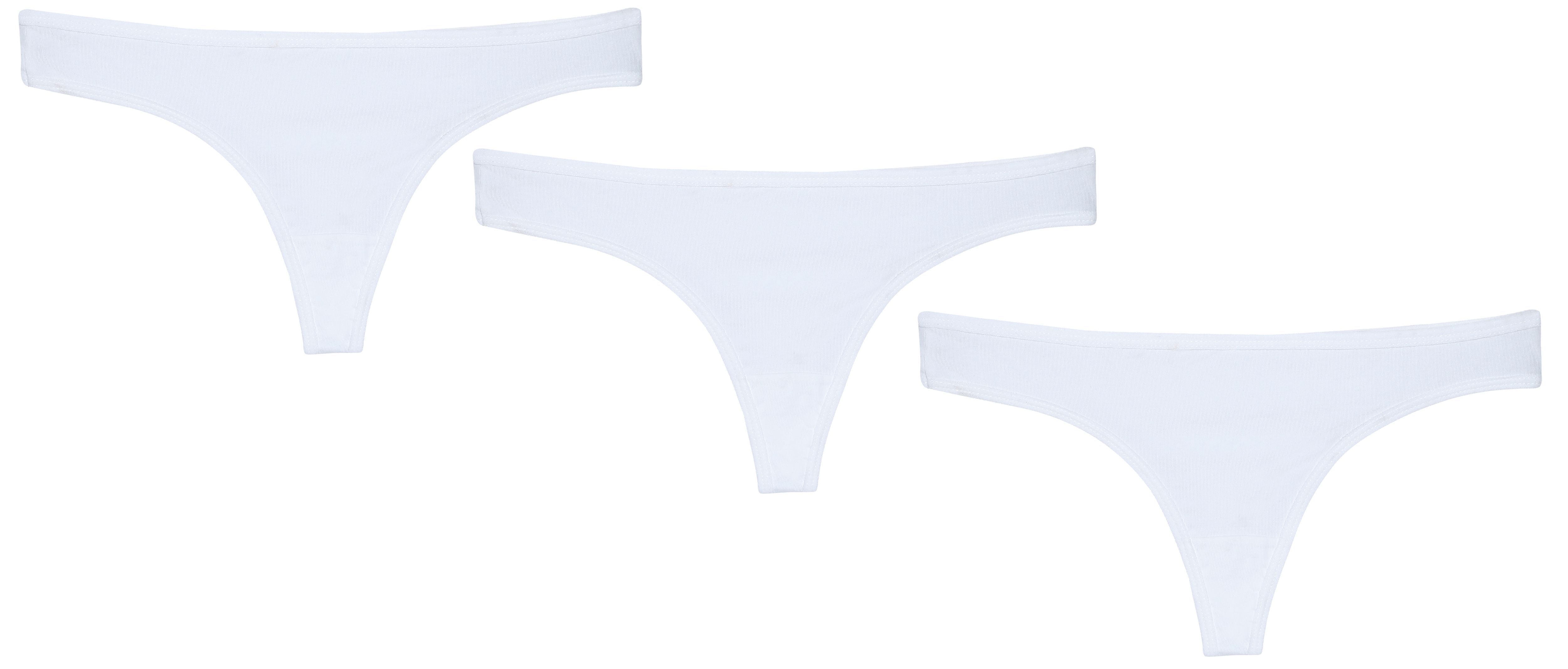     			Leading Lady Pack of 3 Cotton Women's Thongs ( White )