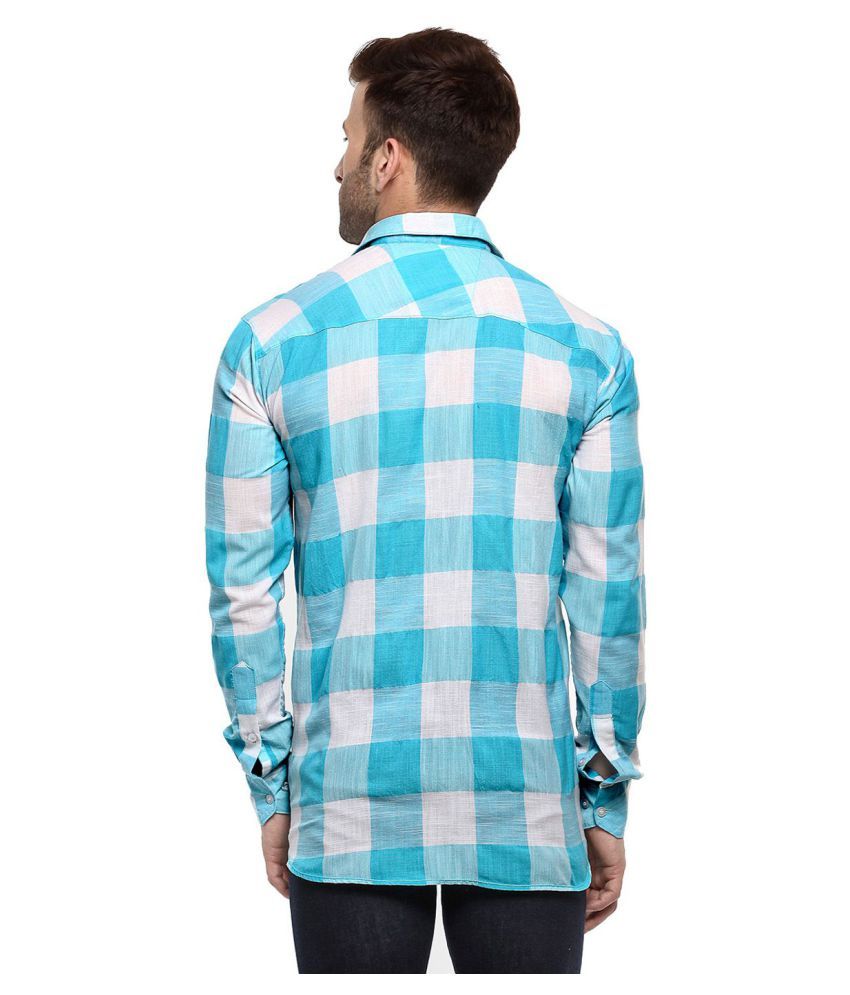 sky blue checks shirt