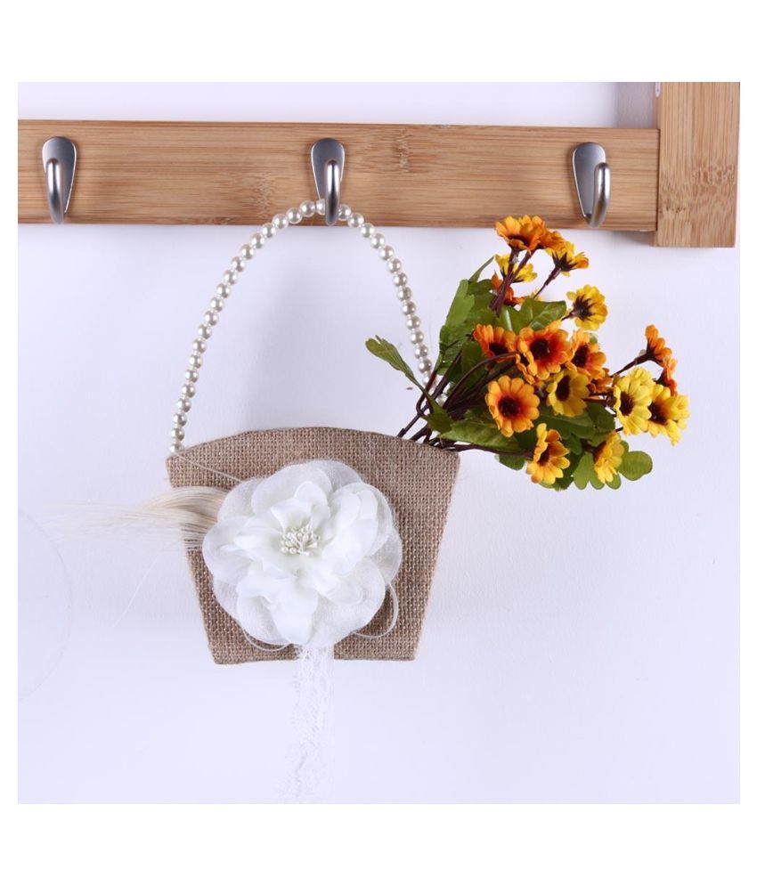 Square Pearl Beaded Girls Flower Basket Wedding Party Decoration