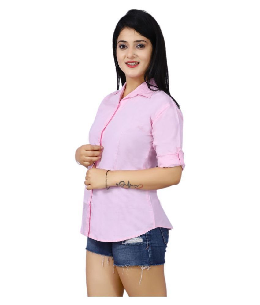 pink cotton shirt ladies