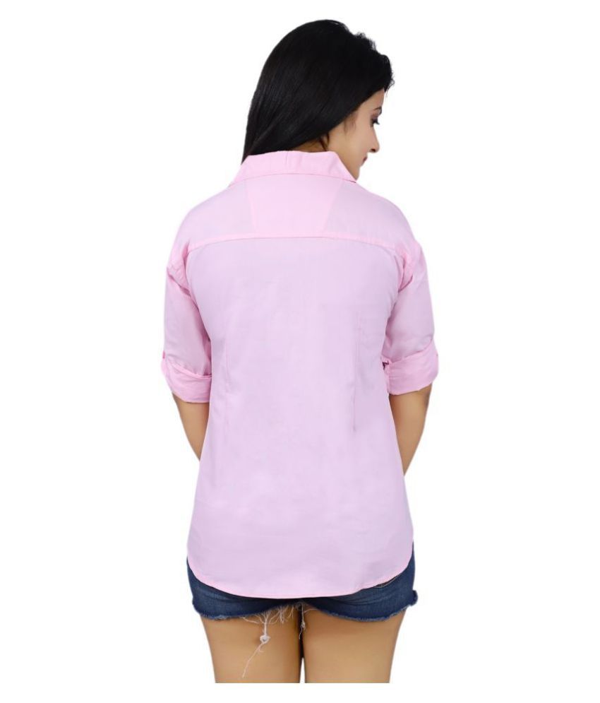 pink cotton shirt ladies