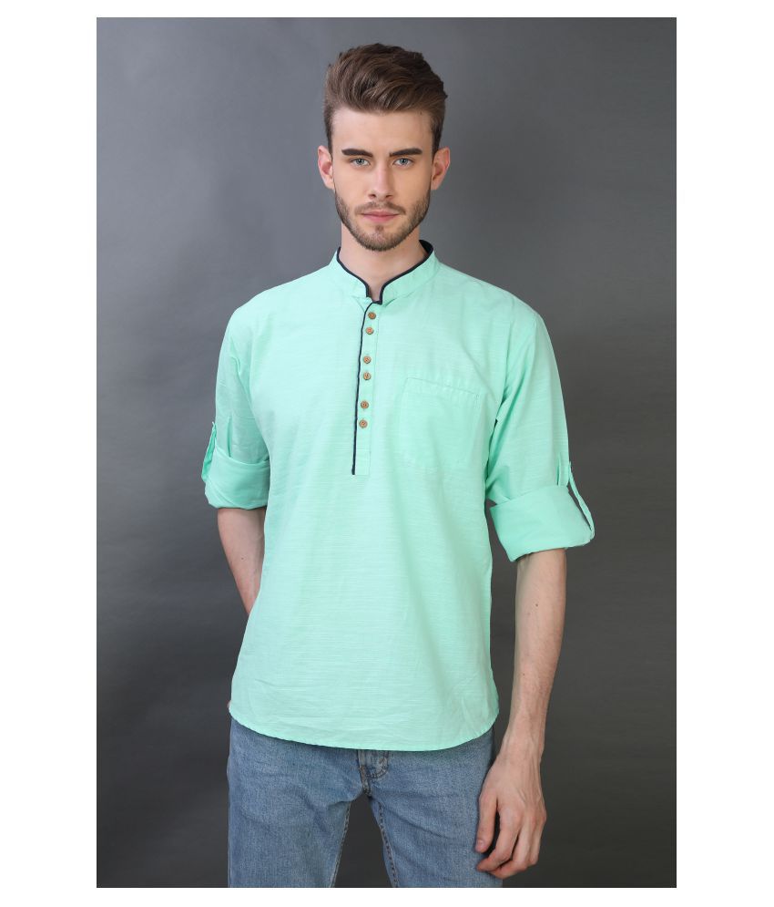     			Carbone 100 Percent Cotton Green Solids Shirt