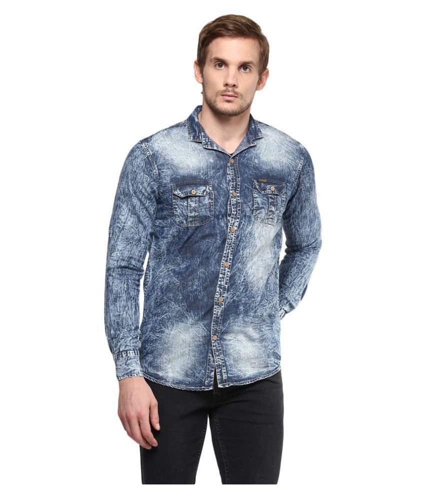 Urbano Fashion Denim Grey Solids Shirt