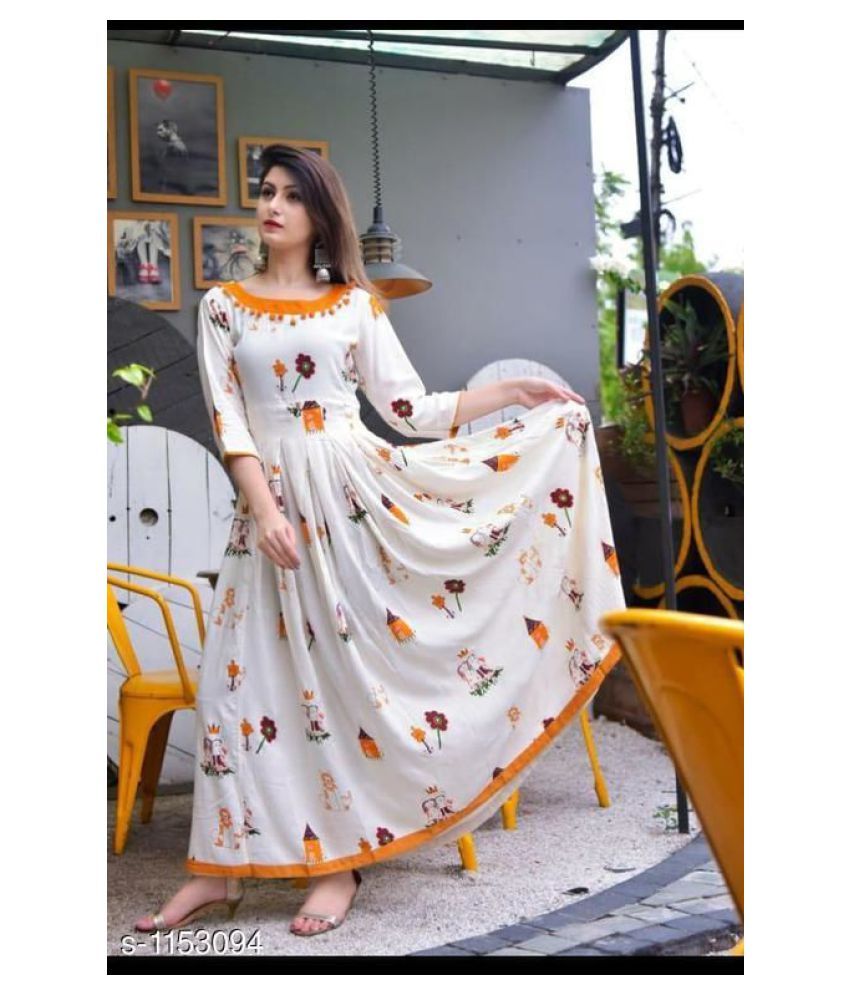 off white anarkali kurti