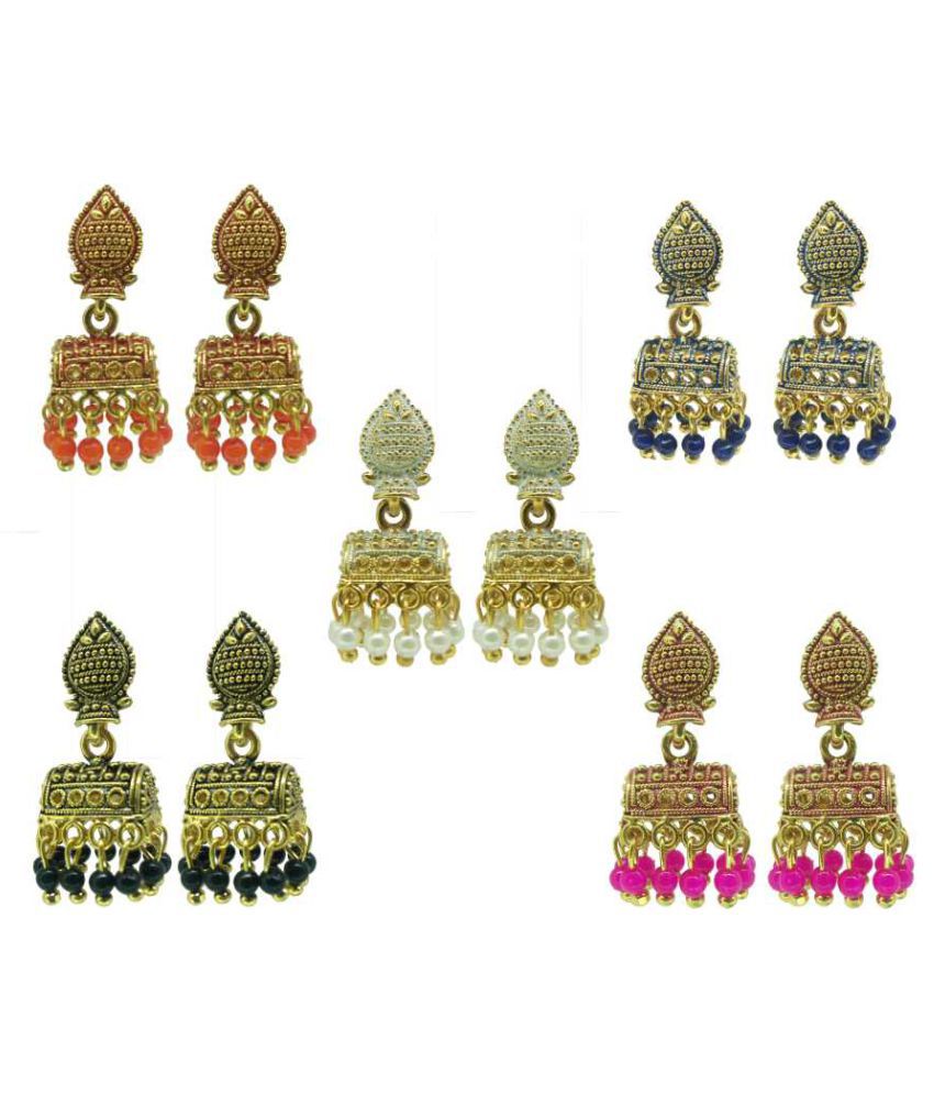     			Combo of 5 Small Jhumka Earrings