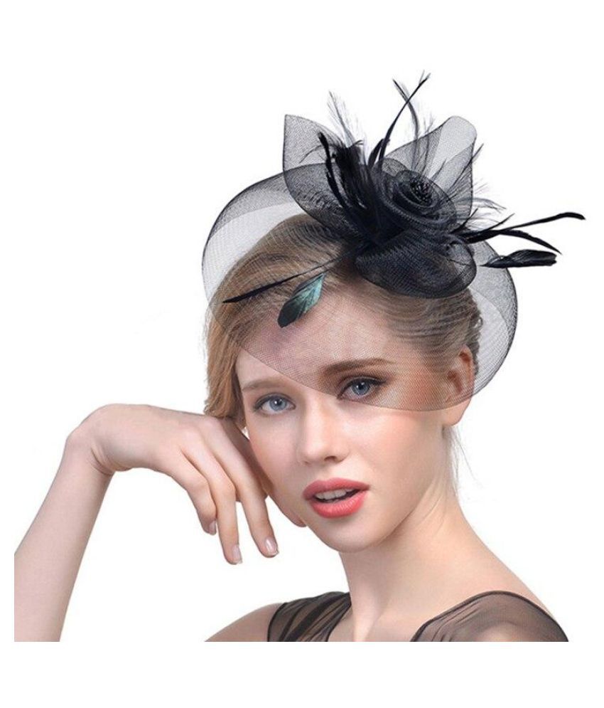 Feather Fascinator Hat Clips Women Fancy Black Birdcage Veil Wedding Hats  Hair Accessories Headband Hat Lady Bride Party - Buy Online @ Rs. | Snapdeal