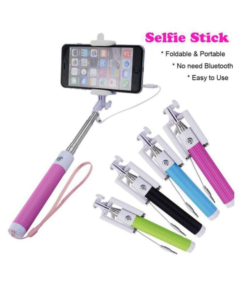 GADGETS ZONE Green Aux Wire Monopod 78 cm Selfie Sticks