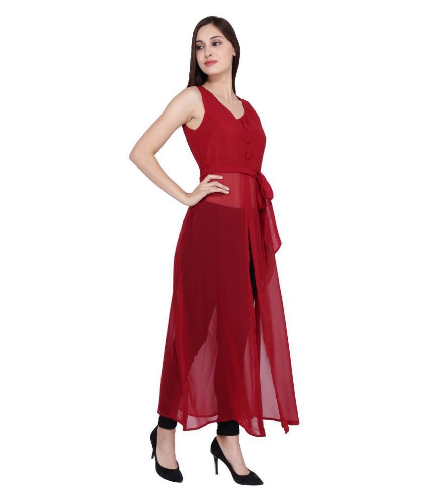 Pratyusha Georgette Maroon A- line Dress - Buy Pratyusha Georgette ...
