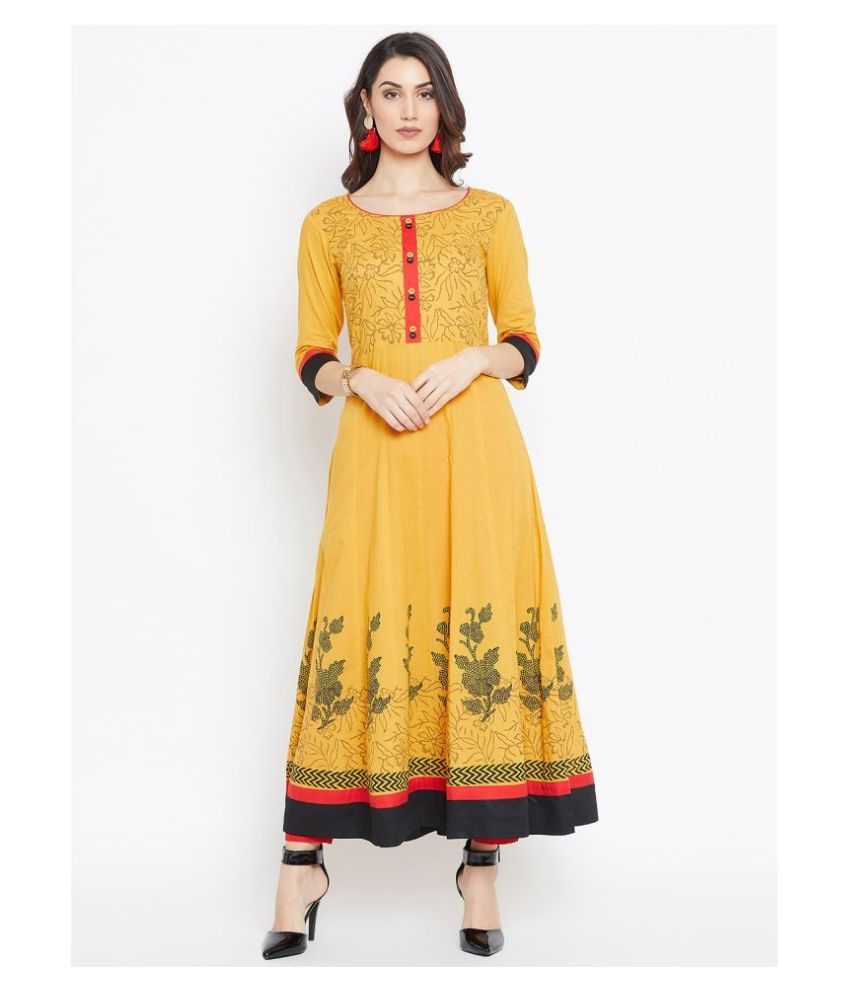 yellow colour anarkali kurti
