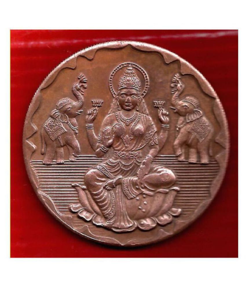 GODDESS LAXMI DEVI TEMPLE TOKEN COIN BIG SIZE WEIGHT 45 GM. SIZE 50 MM ...