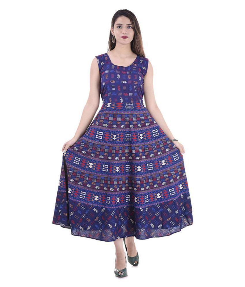 Rangun Cotton Blue Regular Dress