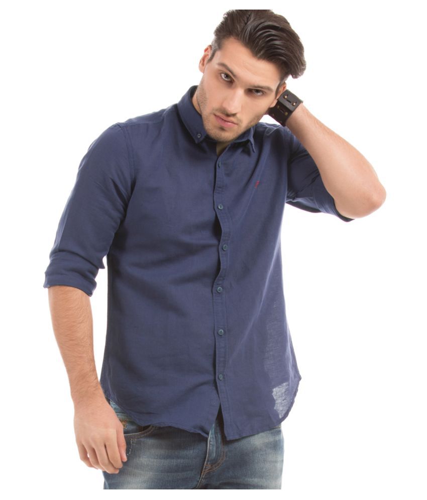 Ed Hardy Linen Blue Solids Shirt - Buy Ed Hardy Linen Blue Solids Shirt ...