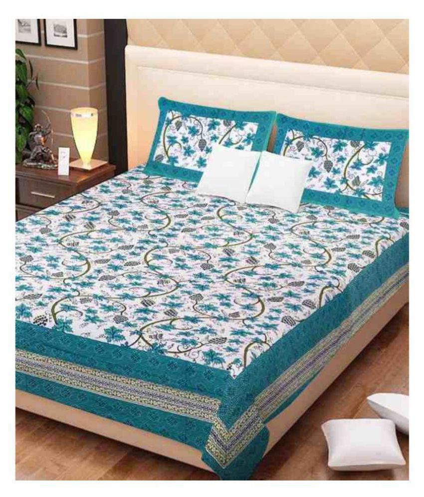     			Uniqchoice Cotton Double Bedsheet with 2 Pillow Covers