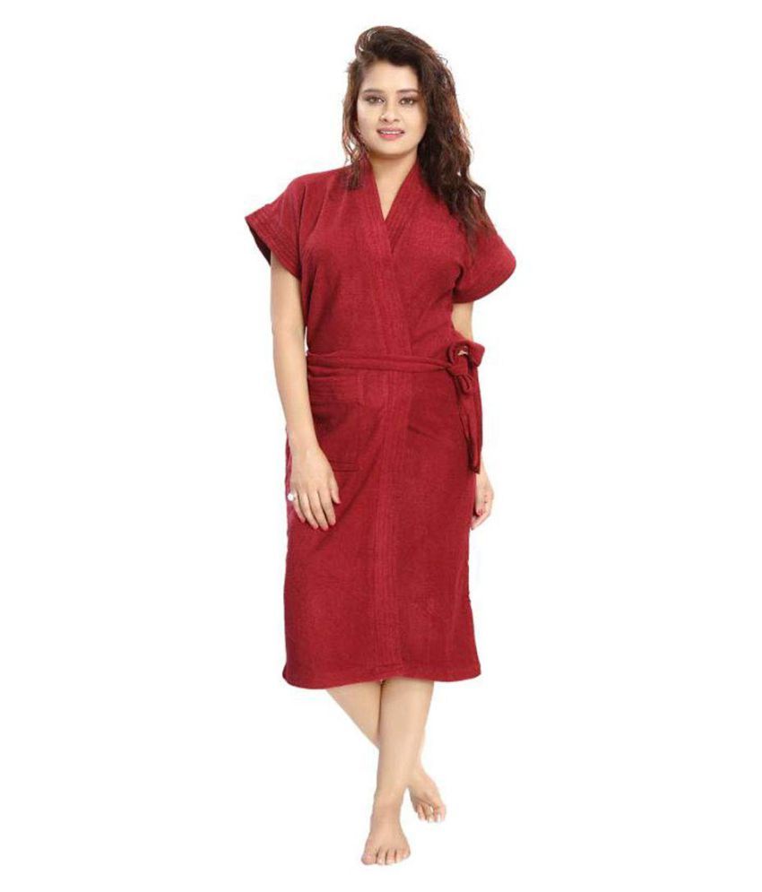 Buy Scarlet Secrets Cotton Maroon Bathrobes Online at Best Prices in