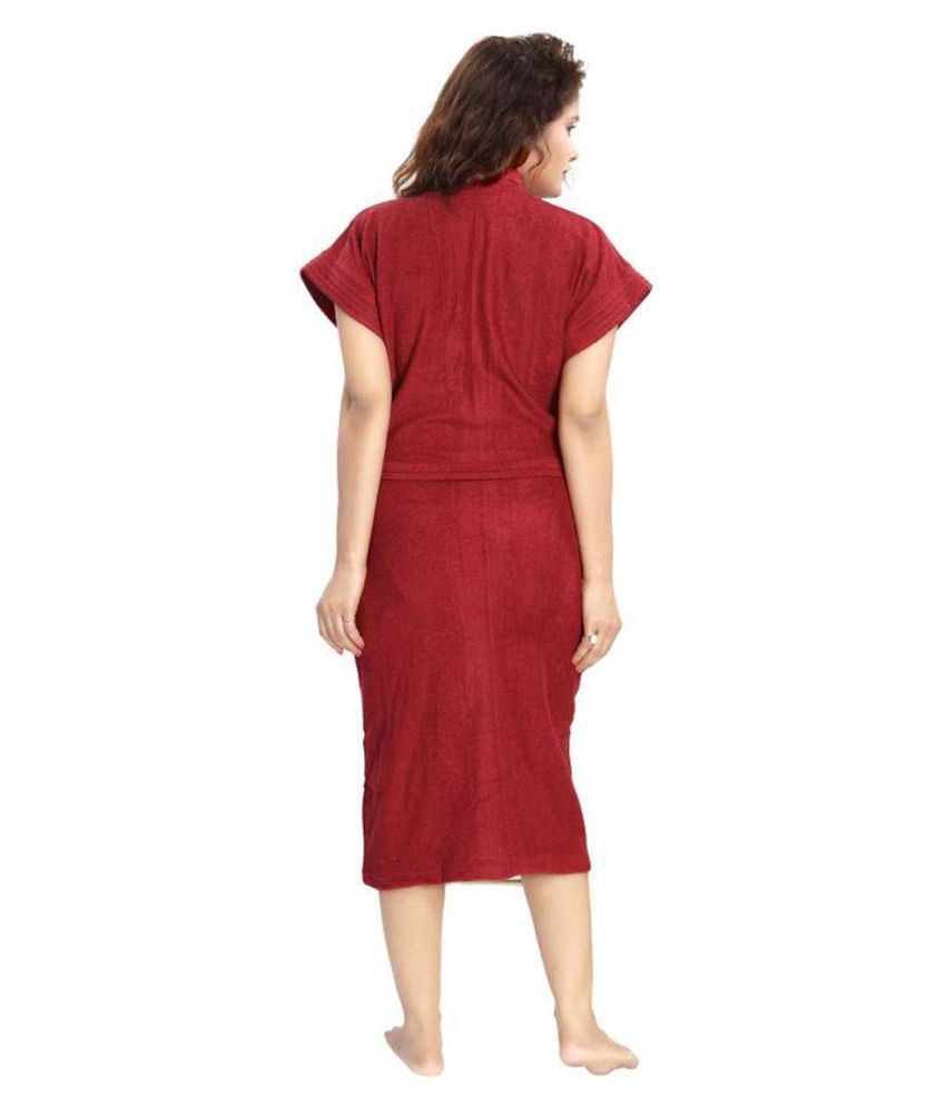 Buy Scarlet Secrets Cotton Maroon Bathrobes Online at Best Prices in