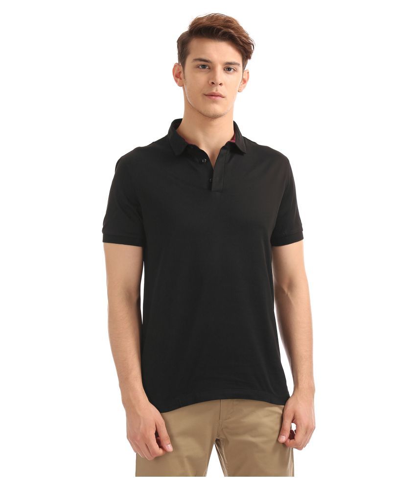 Arrow Cotton Black Plain Polo T Shirt - Buy Arrow Cotton Black Plain ...