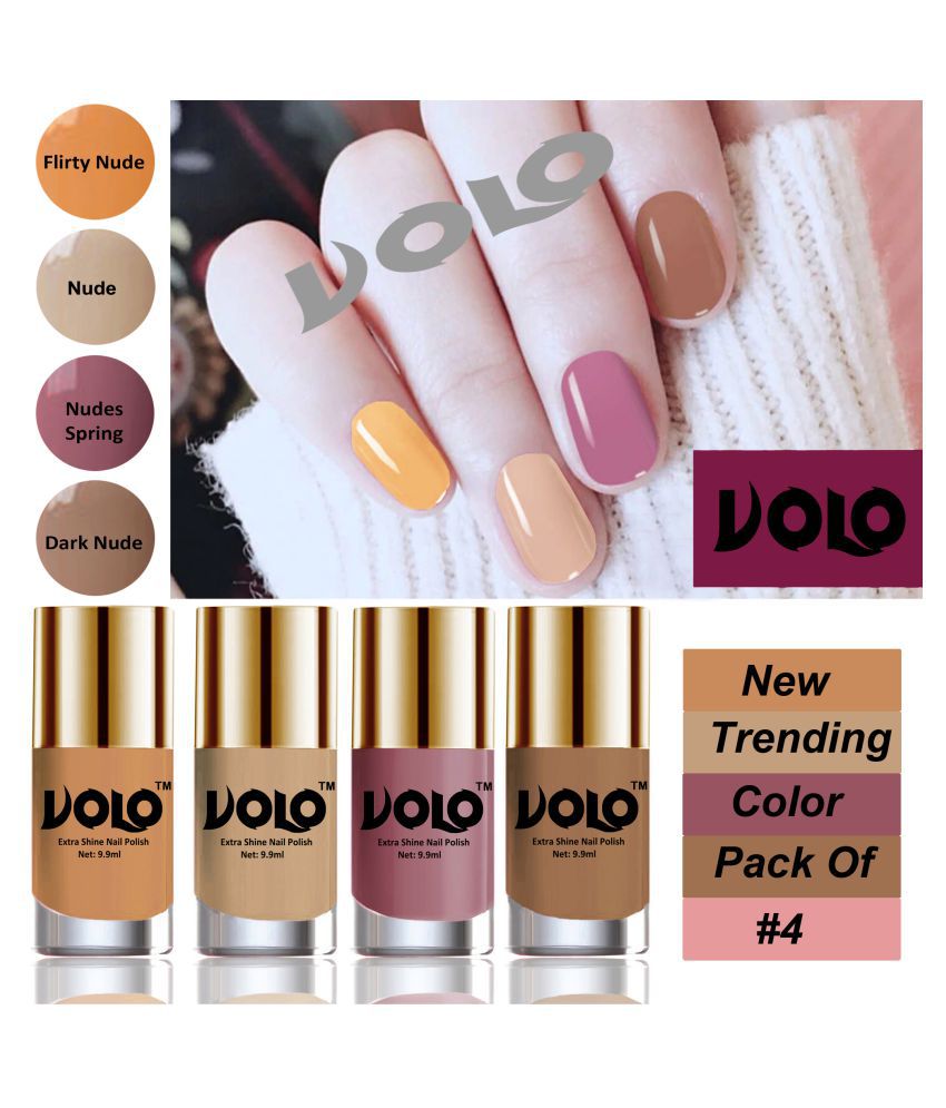     			VOLO Grand Shine lasting High Definition Nail Polish Nude,Nude,Nudes, Nude Glossy Pack of 4 39 mL