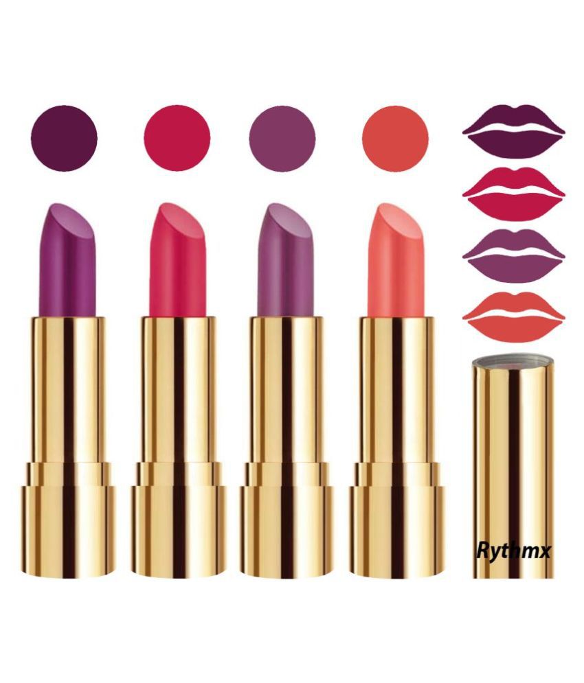     			Rythmx Professional Timeless 4 Colors Lipstick Purple,Pink,Purple, Peach Pack of 4 16 g
