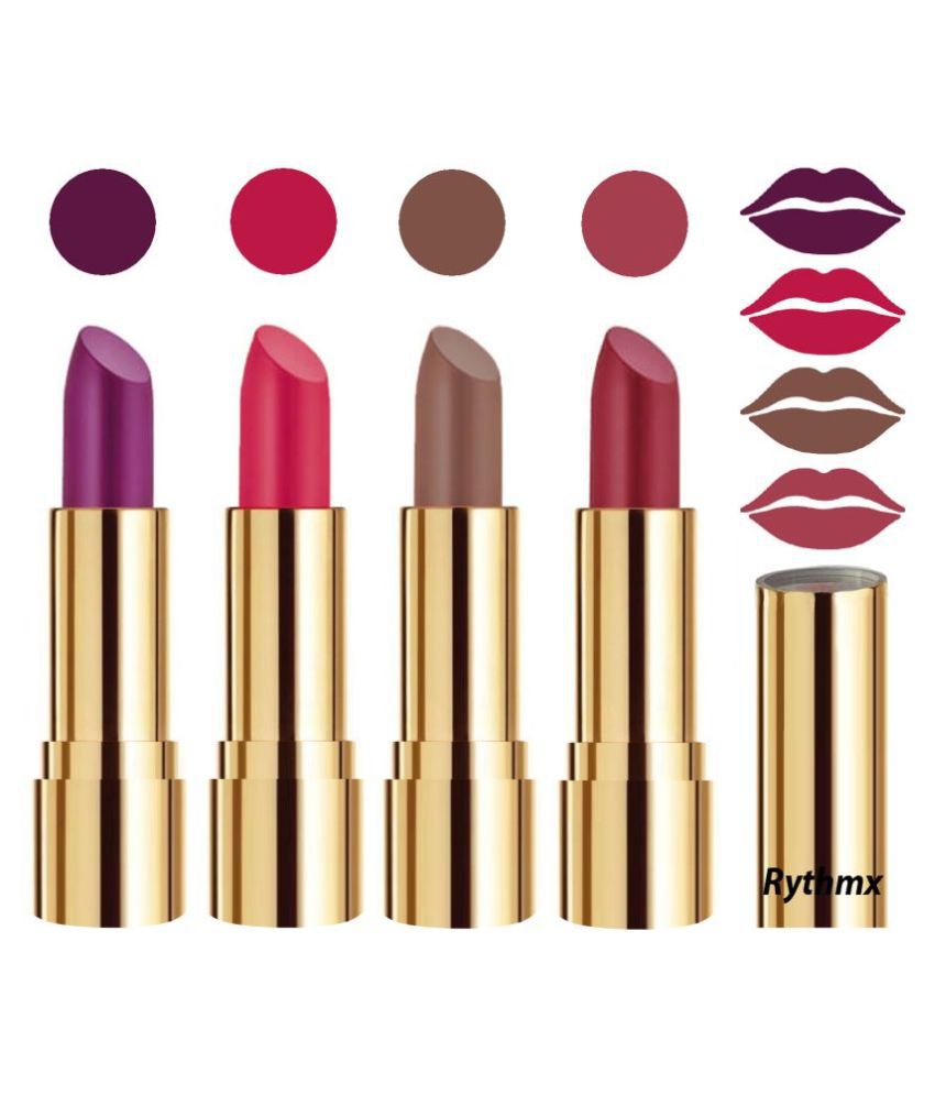    			Rythmx Professional Timeless 4 Colors Lipstick Purple,Pink,Brown, Pink Pack of 4 16 g