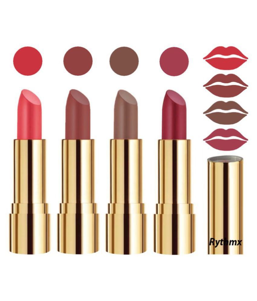     			Rythmx Professional Timeless 4 Colors Lipstick Red,Nude,Brown, Pink Pack of 4 16 g