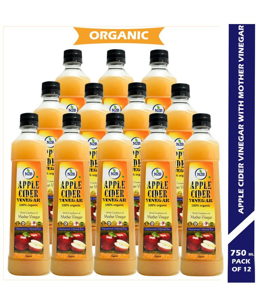N2B Organic Apple Cider Vinegar 750ml Pack of 12 18000 ml Unflavoured