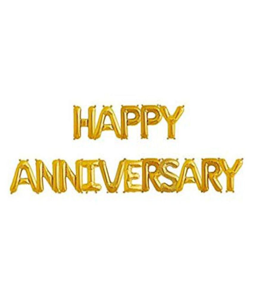     			HAPPY ANNIVERSARY Letter ( Golden Color ) Foil Balloon  (Gold, Pack of 16)