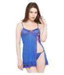 N-Gal Polyester Baby Doll Dresses With Panty - Blue