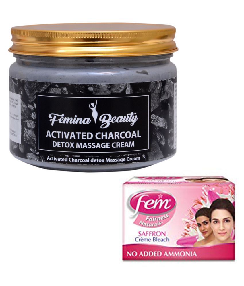 Femina Beauty Charcoal Cream, Fem Saffron Bleach Day Cream 100 ml Pack