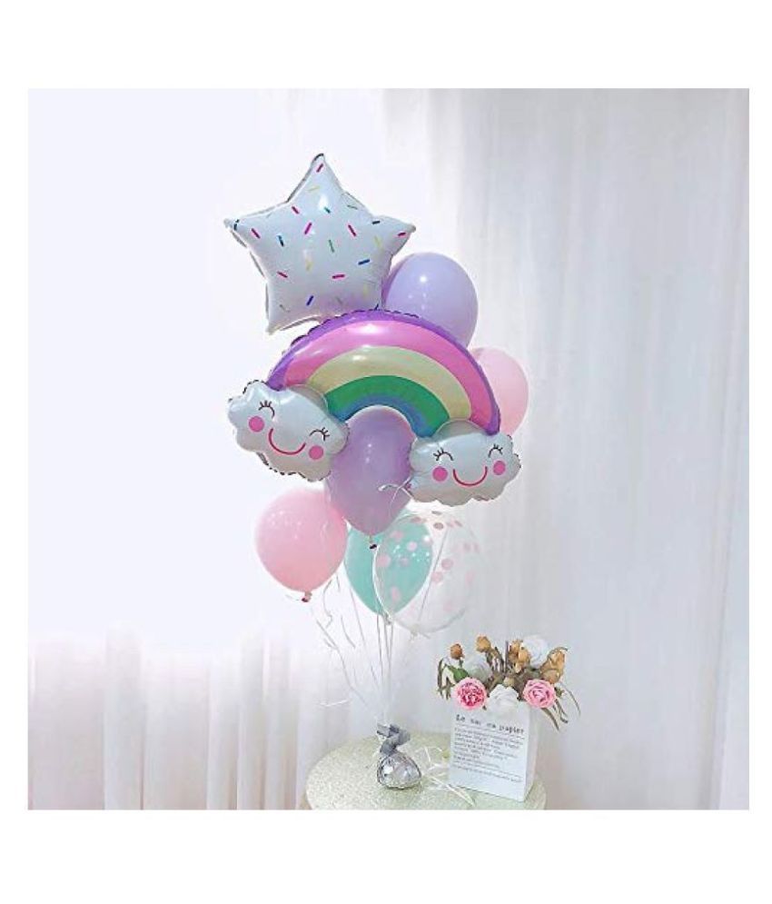 1 Rainbow Foil Balloon 6 Pastel 1 Confetti Balloon For Birthday