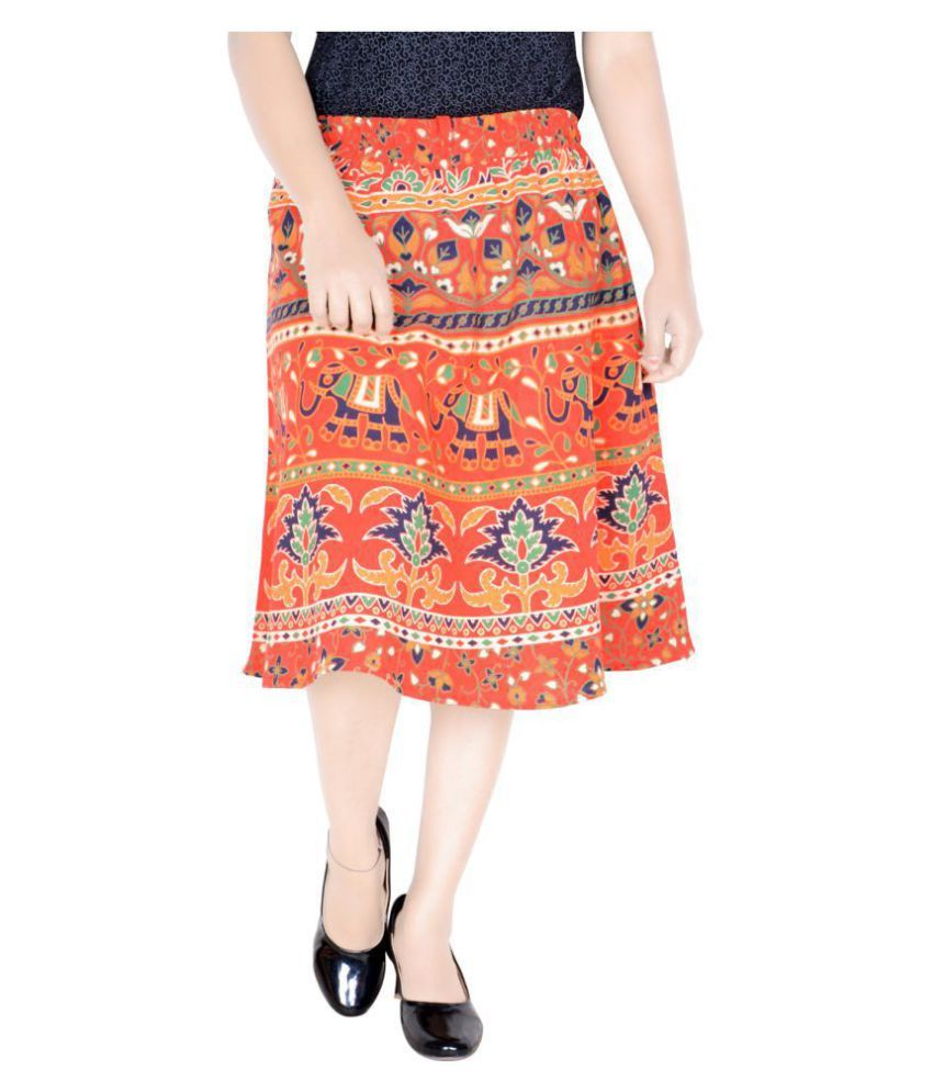     			Sttoffa Cotton A-Line Skirt - Orange