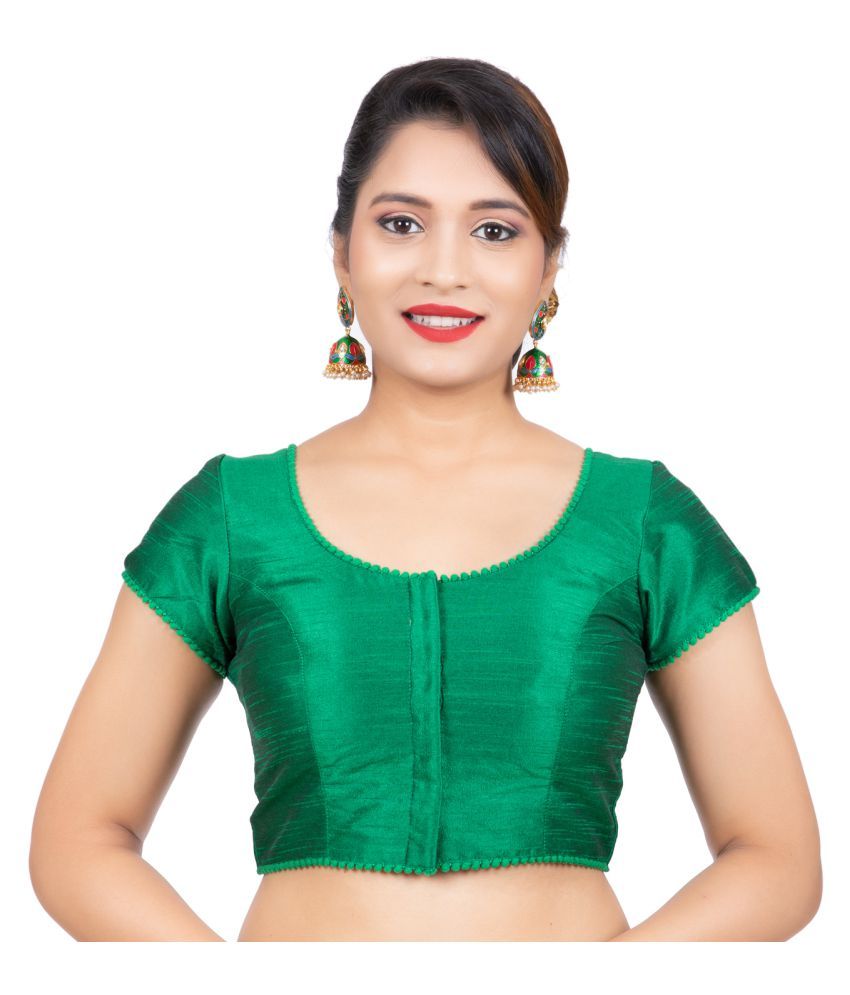 BIYU Green Art Silk Readymade With Pad Blouse Buy BIYU Green Art Silk Readymade With Pad