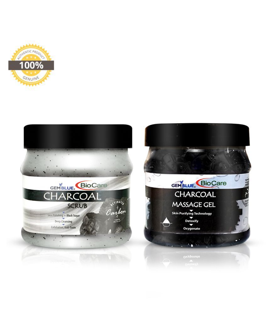     			gemblue biocare charcoal scrub and massage gel Exfoliator 400 gm Pack of 2