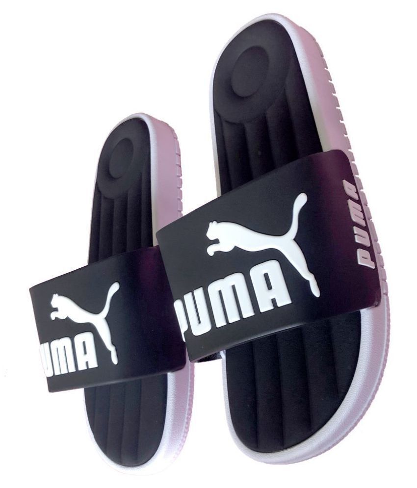 puma black slide flip flop