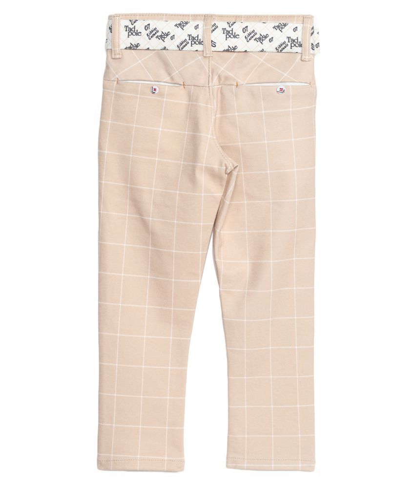 Tadpole Boy's Beige Checkered Cotton Casual Jeans - Buy Tadpole Boy's Beige Checkered Cotton 