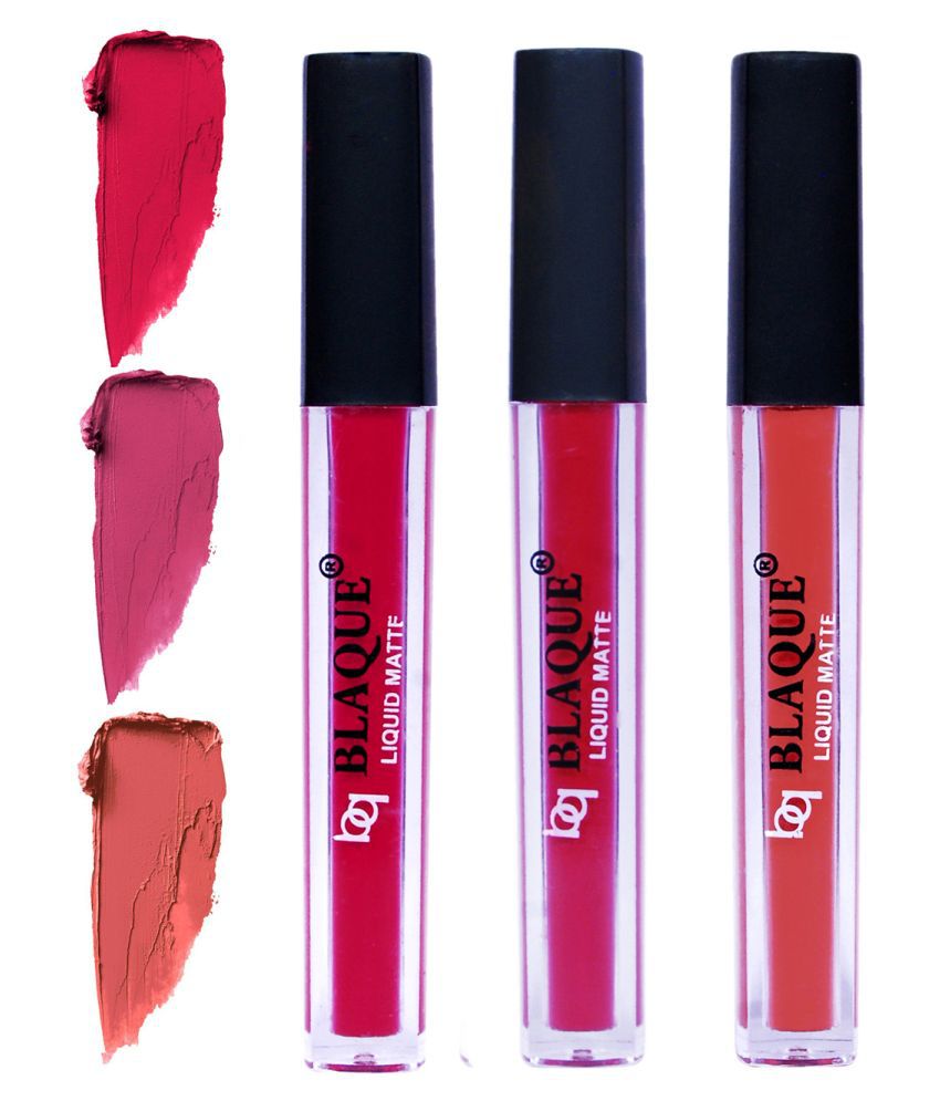     			bq BLAQUE Matte Liquid Lipstick Combo of 3 Lip Color 4ml each, Waterproof - Ruby Red, Fuschia Pink, Dark Coral