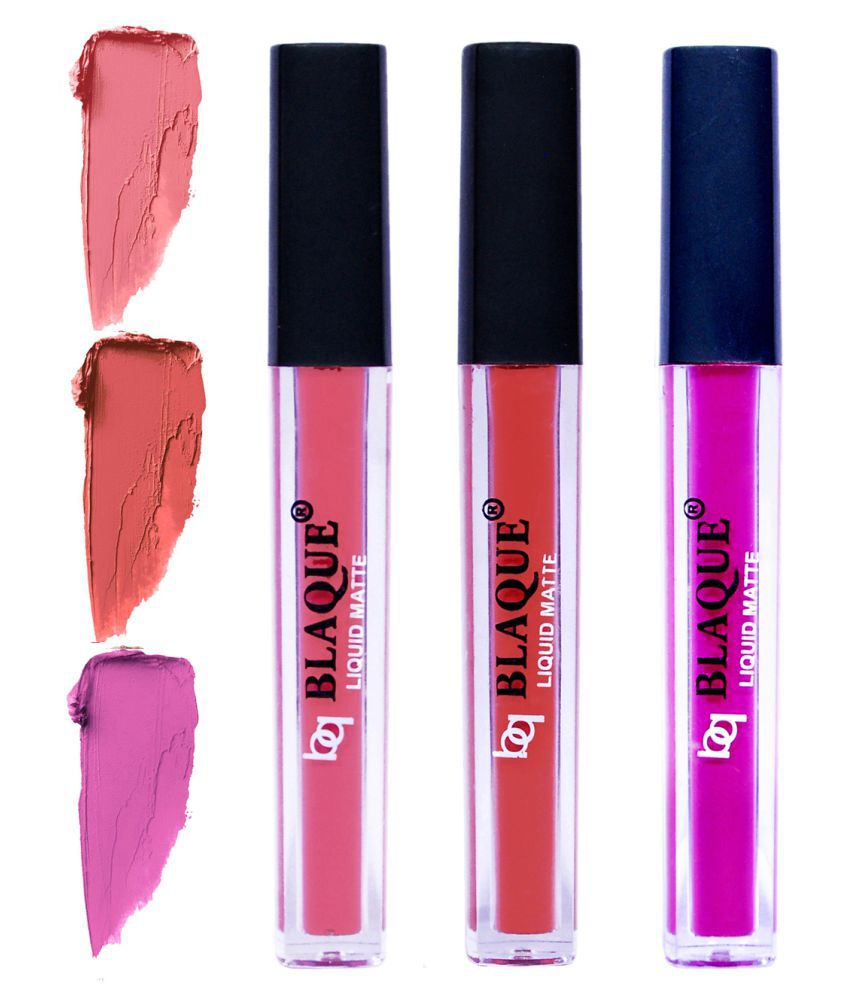     			bq BLAQUE Matte Liquid Lipstick Combo of 3 Lip Color 4ml each, Waterproof - Coral Peach, Dark Coral, Swiss Light Magenta