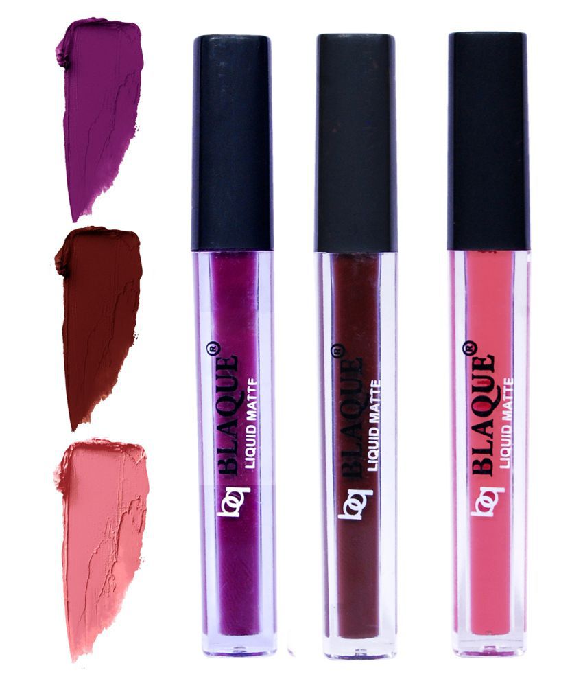     			bq BLAQUE Matte Liquid Lipstick Combo of 3 Lip Color 4ml each, Waterproof - Purple Affair, Chocolate Mood, Coral Peach