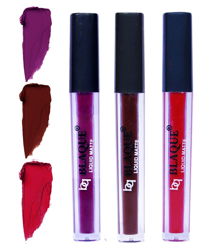     			bq BLAQUE Matte Liquid Lipstick Combo of 3 Lip Color 4ml each, Waterproof - Purple Affair, Chocolate Mood, Dark Pinkish Red