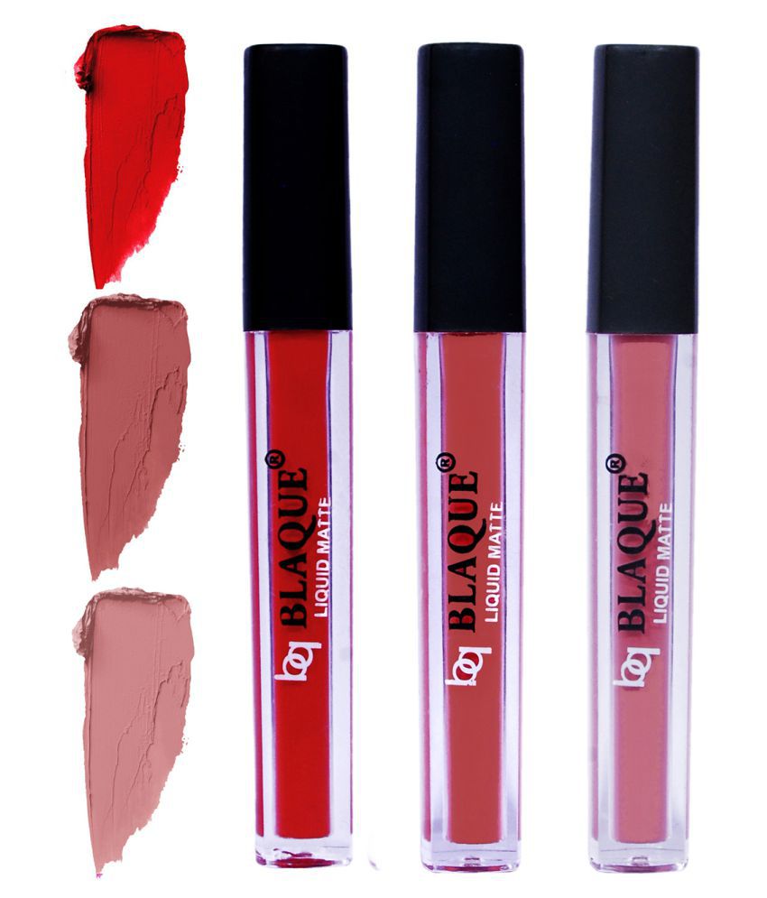     			bq BLAQUE Matte Liquid Lipstick Combo of 3 Lip Color 4ml each, Waterproof - Red, Brown, Light Nude Brown